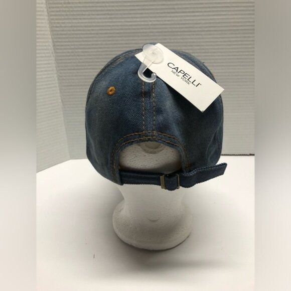 NWT Capelli New York denim rhinestone lace ball cap - Picture 6 of 12
